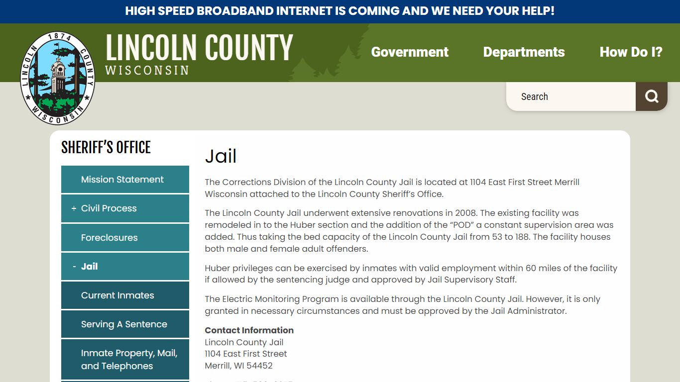 Jail | Lincoln County, Wisconsin